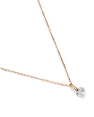 14K Yellow Gold Lab Grown Diamond Solitaire Pendant Necklace, 16-20"