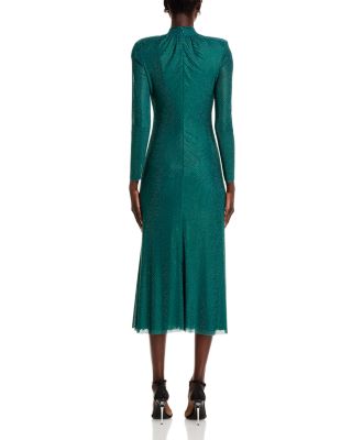 knee length dresses for ladies Self-Portrait Silver Rhinestone Mesh Midi Dress main image 0