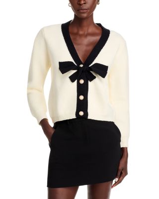 Stellah Contrast Trim Bow Cardigan