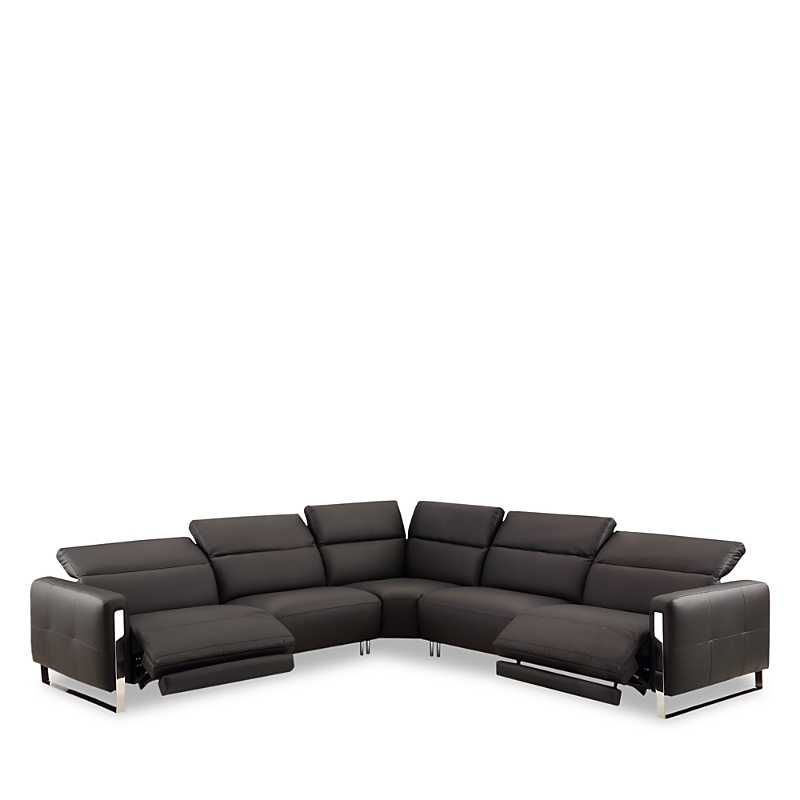 Chateau D'ax Giada 5 Piece Leather Sectional In – Santos Black