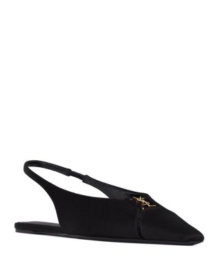 Saint Laurent - Babylone Slingback Flats In Satin Crepe