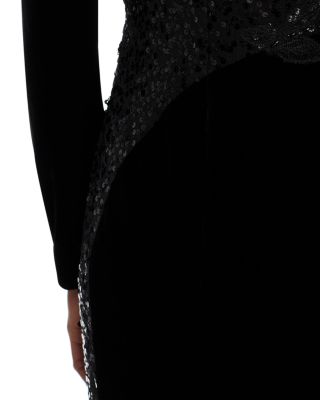 Sequined Inset Velvet Gown