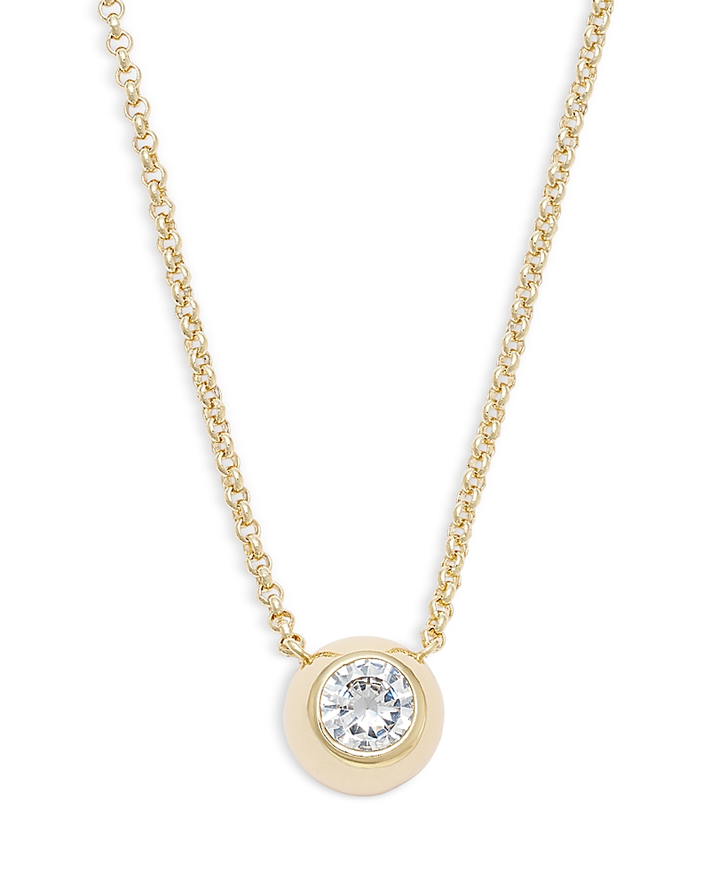 AQUA CUBIC ZIRCONIA BALL CHAIN PENDANT NECKLACE IN 14K GOLD PLATED, 16-18 - EXCLUSIVE