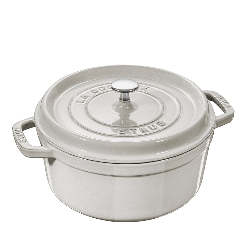 Staub Cast Iron 5.5 Quart Round Cocotte In White Truffle