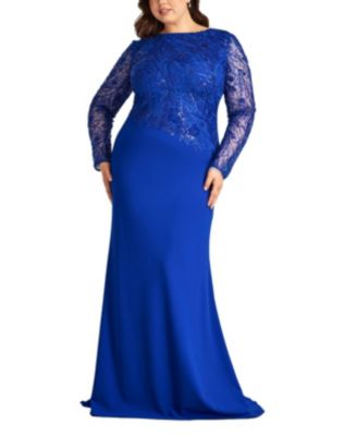 Plus Ren Bead Embroidered Crepe Gown
