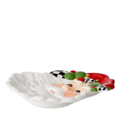 Christmas Tree Figural Black and White Santa Plate