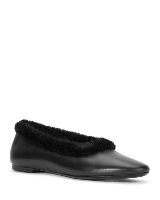 STAUD - Women's Alba Faux Fur Trim Ballet Flats