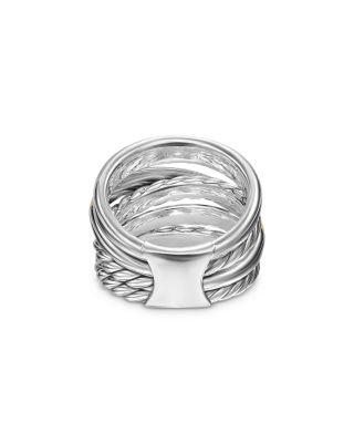 Crossover Five Row Ring in Sterling Silver with 14K Yellow Gold, 17.5mm