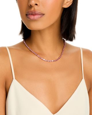 Pink Sapphire Tennis Necklace in 14K Rose Gold