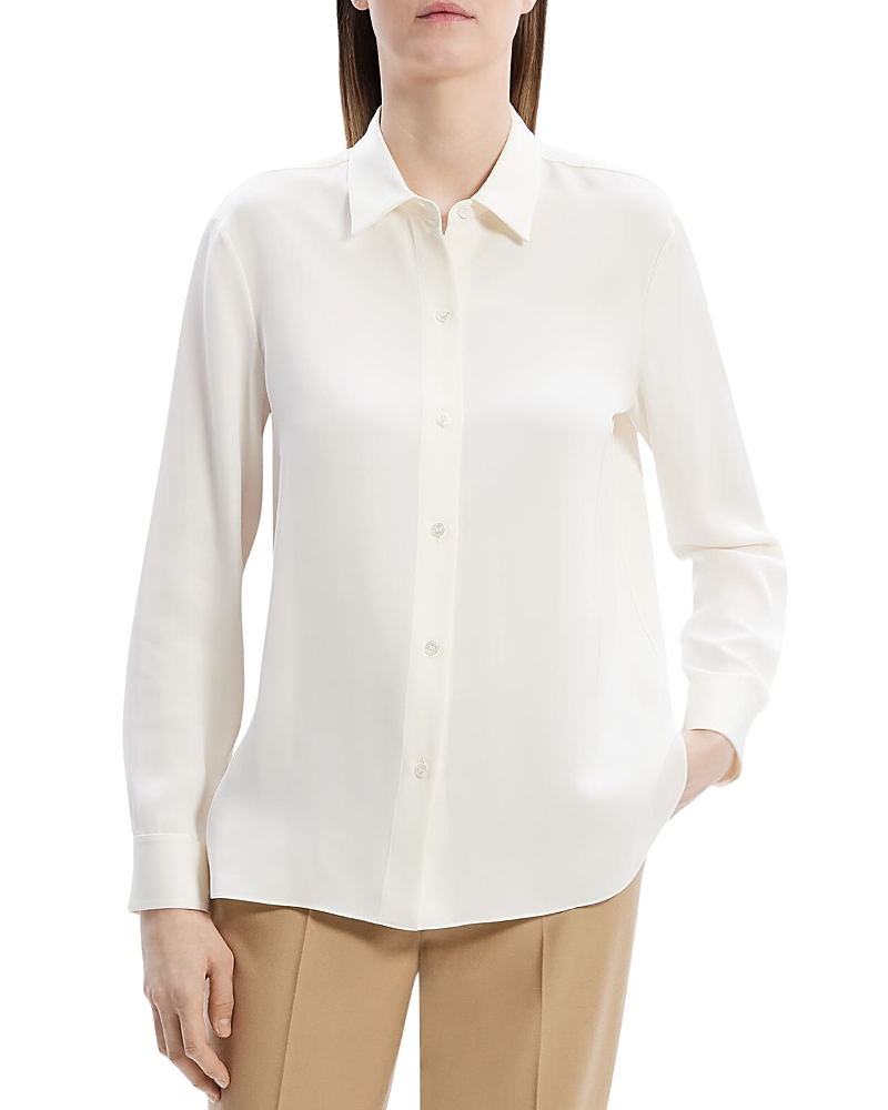 Theory Silk Necktie Shirt In Ivory