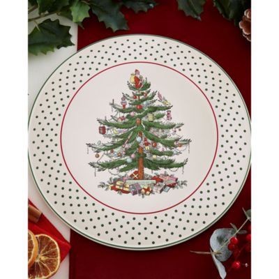 Christmas Tree Polka Dot Cake Plate