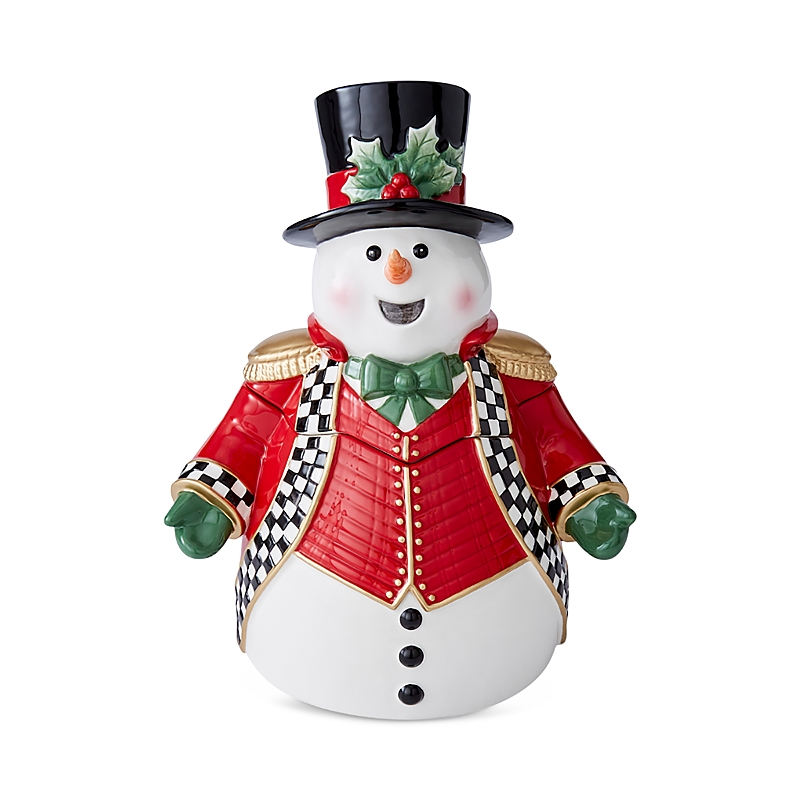 Spode Christmas Snowman Cookie Jar In Green