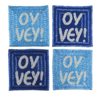 Sudhan Pennathur Oy Vey Beaded Drink Coasters, Set of 4