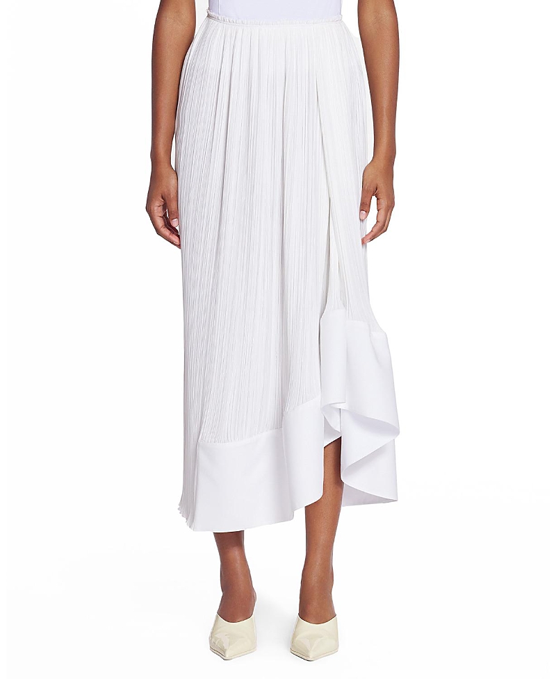Lanvin Pleated High Waist Midi Skirt In Off White
