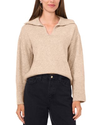 V Neck Spread Collar Sweater