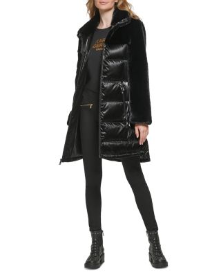 Mixed Media Puffer Coat