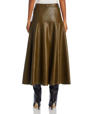 Veena Faux Leather Midi Skirt