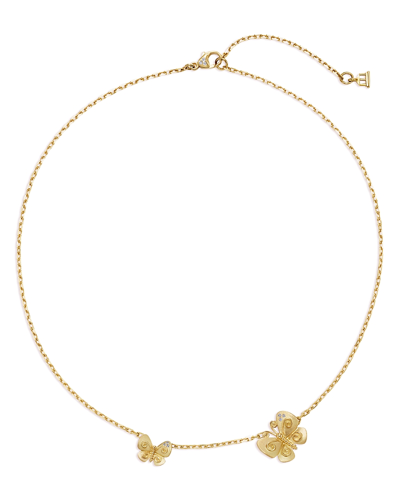 Temple St. Clair 18K Yellow Gold Fj Diamond Two Butterfly Pendant Necklace, 16