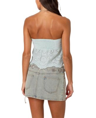 Scalloped Eyelet Tube Top