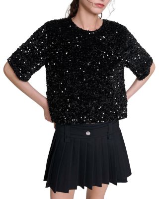 Maje - Lequinou Velvet and Sequin Top