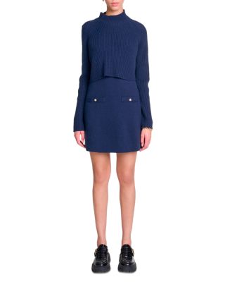 Maje - Roquette Layered Knit Mini Dress