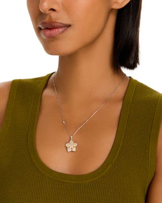 White & Yellow Diamond Star Pendant Necklace in 14K White & Yellow Gold, 1.34 tcw
