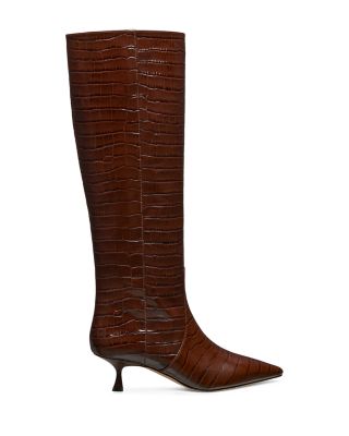 Women's Naomi 50 Pointed Toe Embossed Tall Kitten Heel Boots