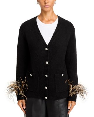 theVirgins feather cuff short cardigan