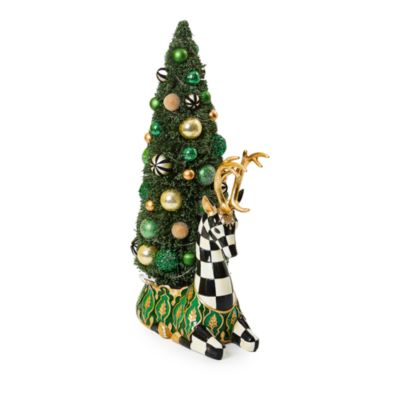 Mackenzie-Childs Emerald Luxe Illuminated Deer Bottle Brush Tree