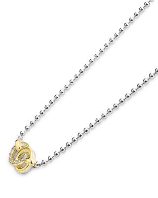 18K Yellow Gold & Sterling Silver Signature Caviar Diamond Interlocking Pendant Necklace, 16-18"