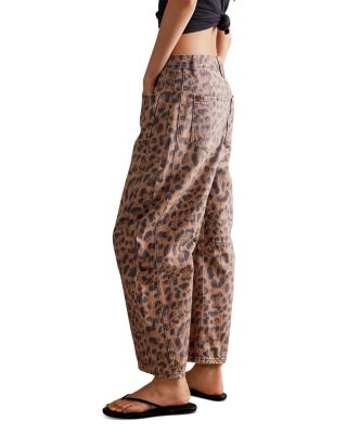  We The Free Good Luck Leopard Barrel Leg Jeans in Brown Sugar