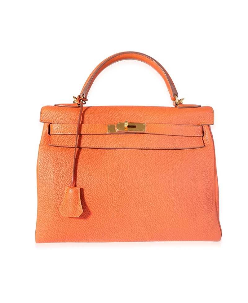Pre-owned Pre-owned Hermes Hermes Kelly Leather Handbag In Orange