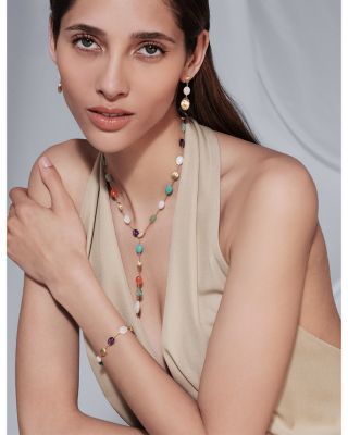 18K Yellow Gold Siviglia Multi Stone & Textured Bead Chain Bracelet - Exclusive