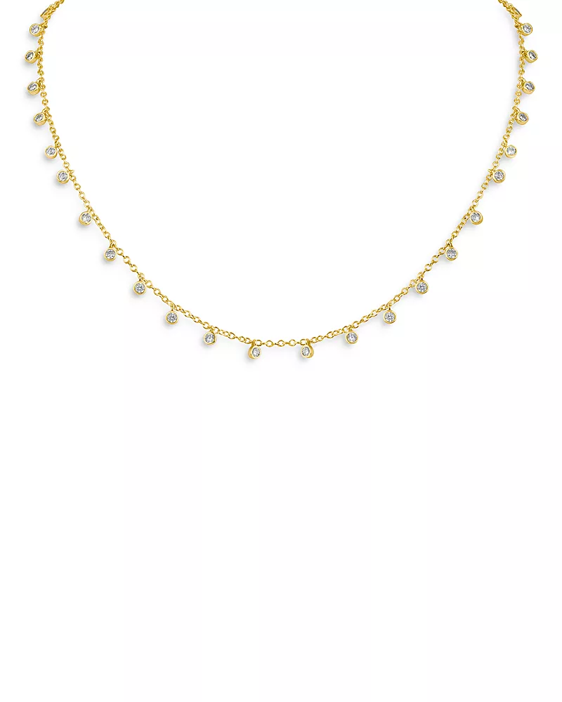 Kenneth Jay Lane Cubic Zirconia Charm Collar Necklace in 14K Gold Plated, 16