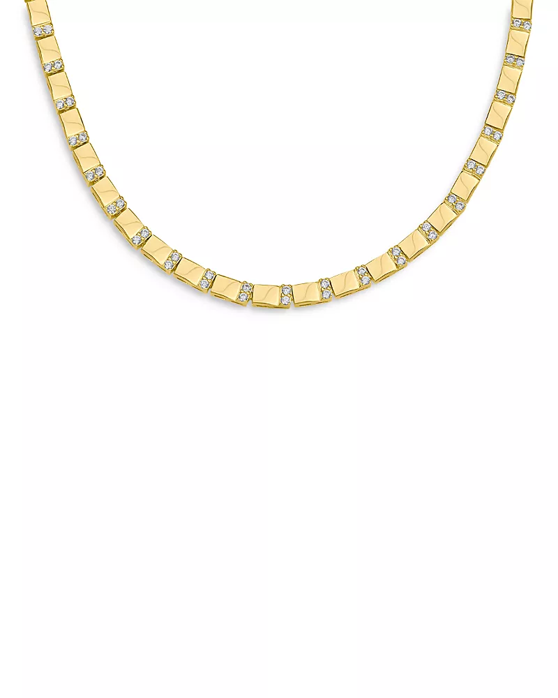 Kenneth Jay Lane Pave Bar Necklace in 14K Gold Plated, 16