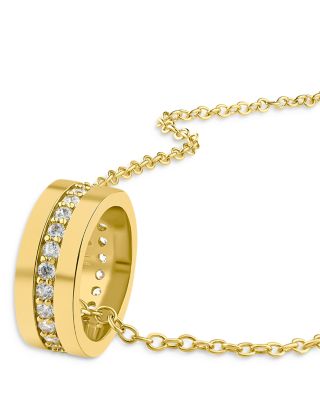 Pav&amp;eacute; Ring Pendant Necklace in 14K Gold Plated, 16&amp;quot;-19&amp;quot;