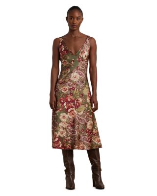 Ralph Lauren - Floral Satin Charmeuse Sleeveless Dress