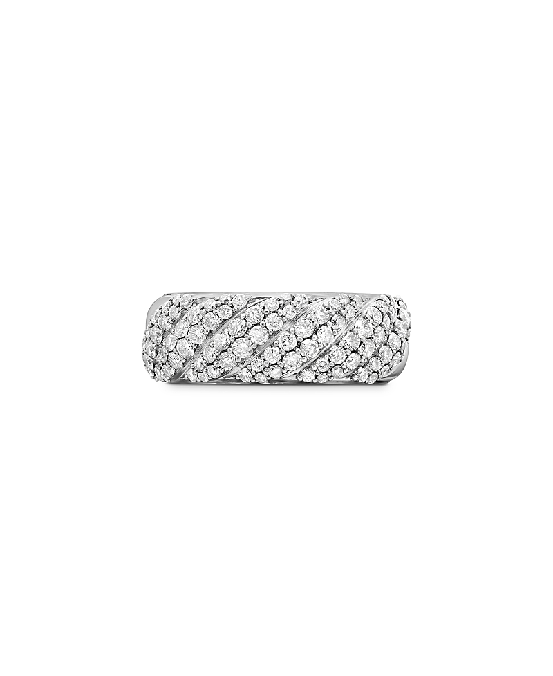 David Yurman Sculpted Cable Band Ring in Sterling Silver with Pave Diamonds