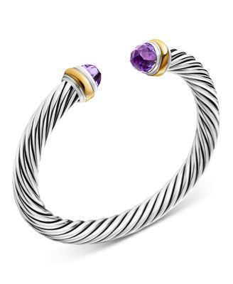 Cable Classics Bracelet with Gemstones, 14K Yellow Gold & Sterling Silver, 7mm