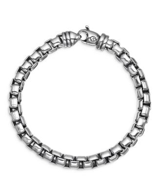 Men's Box Chain Bracelet in Sterling Silver, 7.3mm