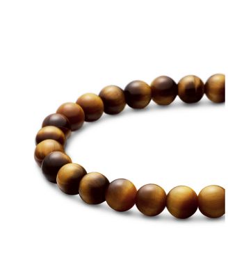 Men's Spiritual Beads Bracelet in Sterling Silver with Tigers Eye, 6mm