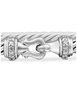 Cable Buckle Bracelet with Diamonds, 3mm