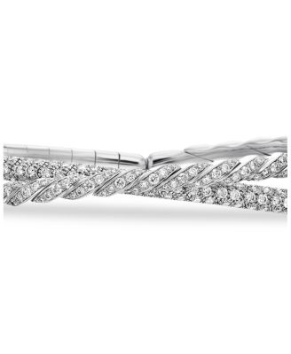 Pav&eacute; Flex Two Row Bracelet with Diamonds in 18K White Gold