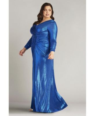 Plus Voll Draped Metallic Jersey Gown