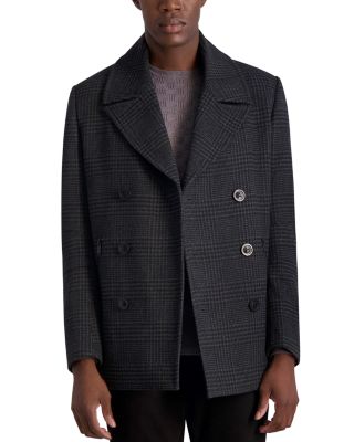 KARL LAGERFELD PARIS - Plaid Double Breasted Peacoat