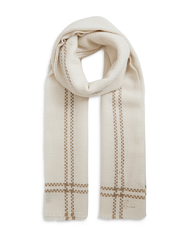 Reiss Cream Wool Cashmere Fringed Scarf In Cream