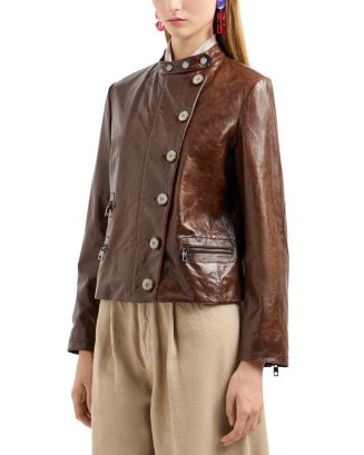 Emporio Armani Leather Moto Jacket | Bloomingdale's