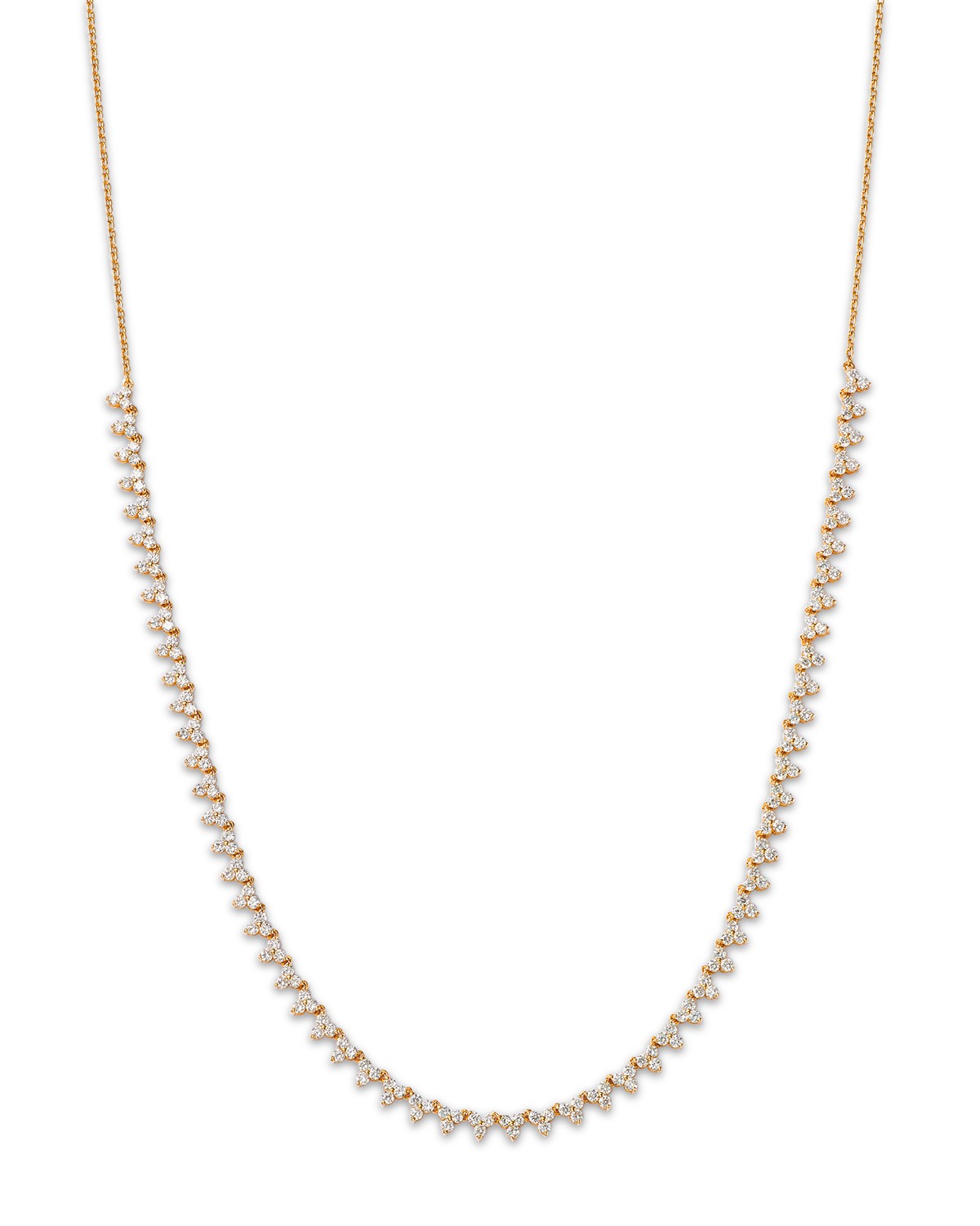 14K Yellow Gold Lab Grown Diamond Trilogy Collar Necklace, 16"