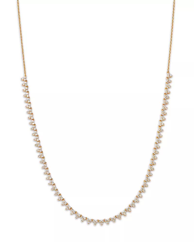 Lumeniri 14K Yellow Gold Lab Grown Diamond Trilogy Collar Necklace, 16