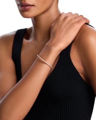 14K Yellow Gold Lab Grown Diamond Flexible Bangle Bracelet